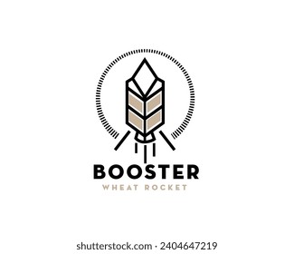 abstraktes Logo für Weizenfliegenfliege-Symbol für abstrakte Vintage-Rakete, Vorlage zur Inspiration