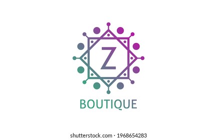 Abstract vintage round frame initial letter logo for resort, boutique, salon, beauty care, fashion brand vector design