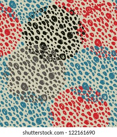 Abstract vintage seamless background with circles of dots. Retro grunge  pattern. Dotted texture