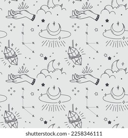 Abstract Vintage Seamless Background, Scandinavian Style Pattern, Bohemian Concept 