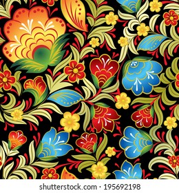 abstract vintage seamless floral ornament isolated on black background