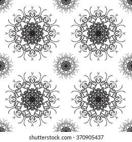 Abstract Vintage Seamless Pattern Background. Flora Doodle Style, Floral Pattern.  Vector Illustration.