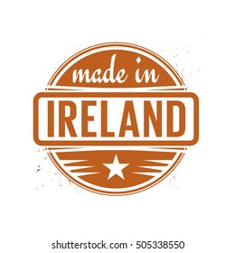 Abstract vintage stamp or seal with text Made in Ireland, vector illustration