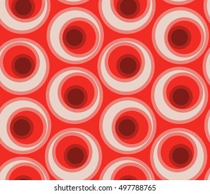 abstract vintage style seamless pattern, with spiky circles, in red shades