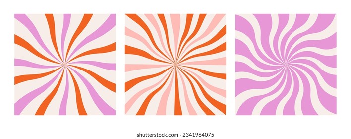 Abstract vintage sunburst art. Cute groovy texture