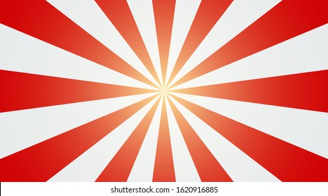 Abstract vintage sunlight of red and white background. Carnival circus tent top view style for circling animation. Star burst sun beam vector illustration. 
