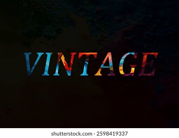 Abstract Vintage Text Effect Design Black Background