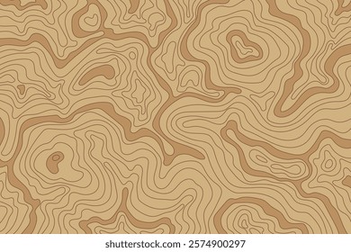 Abstract vintage topographic map background. Retro beige topographic lines backdrop. Mountain geographic line waves backdrop for presentations, banners, flyers