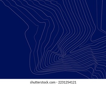 Abstract vintage topography map. Vector blueprint. Map background with topographic contours and features.