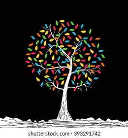 abstract vintage tree color background. vector illustration