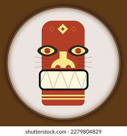 Abstract Vintage Tribal Mask Illustration