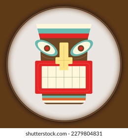 Abstract Vintage Tribal Mask Illustration