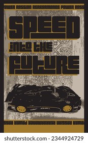 Abstract Vintage Typography Poster With Car Image