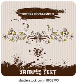 Abstract vintage vector for background with flowers and butterfly.