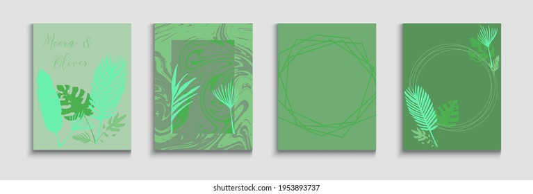 Pancartas de vectores de época abstractas. Patrón de borde geométrico. Tintes, Tejidos Tropicales. Fondo De Moda De Mano. Invitación al estilo oriental. El Oleícola Fresco Deja El Diseño De Invitación.