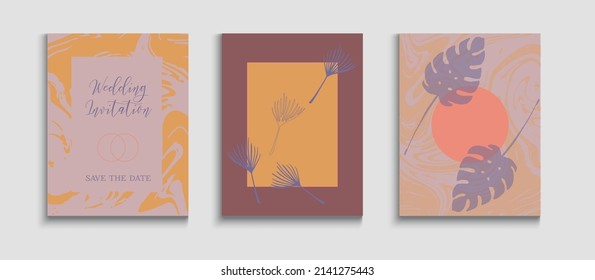 Resumen del conjunto de volantes vintage. Antecedentes Retro Dibujados A Mano. Plantilla de invitación de hojas de oliva simples. Invitación al estilo japonés. Tintes, Tejidos Tropicales. Textura del marco geométrico.
