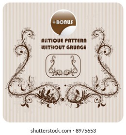 Abstract vintage vector with grunged frame and without grunged frame.