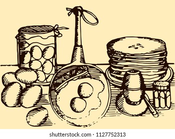 Abstract Vintage Vector Illustration for decoration of cookbooks, magazines, scrapbooking, walls, fabrics, etc.