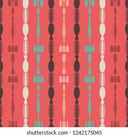 abstract vintage vertical shape seamless pattern on red