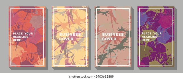Abstract vintage wall art background vector.   Trendy style poster set for wall decoration, interior, wallpaper, banner.