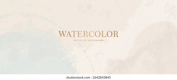 Abstract vintage watercolor vector art background with old paper and isolated brushstrokes and splashes for cards, flyers, poster, cover design, ads. Aged texture. Template for design.