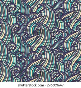 Abstract vintage wavy curls seamless pattern.