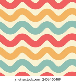 Abstract vintage wavy seamless pattern . Colorful retro texture 60s aesthetic with curvy lines. Repeat vector illustration. Geometric print ornament decoration