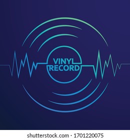 Abstract vinyl record wave music vector with blue background graphic