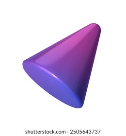 Abstrakte violette 3D-Kegelgrafik einzeln auf weißem Hintergrund. Perfekt für Infografiken, digitale und gedruckte Materialien. Moderne, realistische und skalierbare Vektorgrafik für vielseitige Designanwendungen.