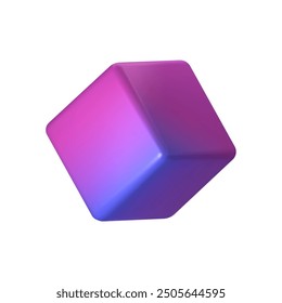 Abstract violet 3D cube illustration, isolated on white background. Perfect for infographics, digital, and print materials. Modern, realistic, and scalable vector graphic for versatile design use.