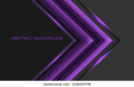 Resumen de dirección de flecha violeta en gris con diseño de espacio en blanco moderno ilustración de vector de fondo futurista.