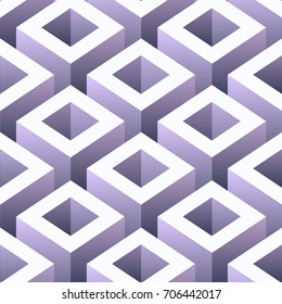 Abstract violet background with 3d cube shaped figures. Vector illustration.