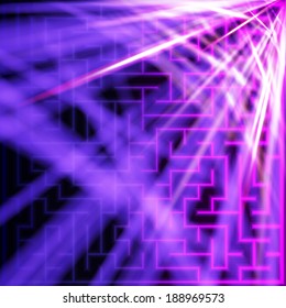 Abstract violet background with maze and flare