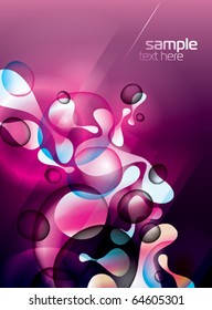 Fundo violeta abstrato com formas brilhantes gotas finais. Ilustração vetorial.