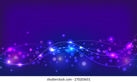 Abstract violet background with sparkles and waves for your creativity