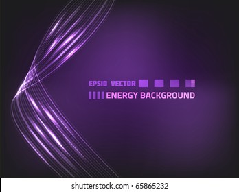 Fondo violeta abstracto con líneas de energía onduladas para tu diseño.