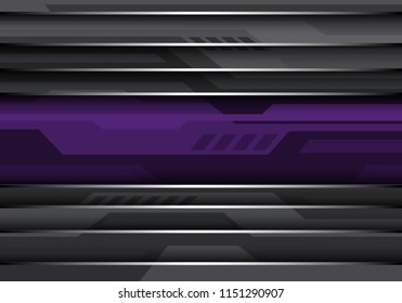 Abstract violet banner on dark gray metal futuristic style technology design modern background vector illustration.