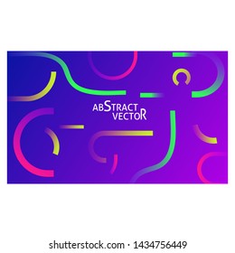 Abstract violet and blue background. Colorful ring segments, curves, gradient colors. Minimal geometric lines, dynamic effect. Vector template for banners, poster, covers, flyers