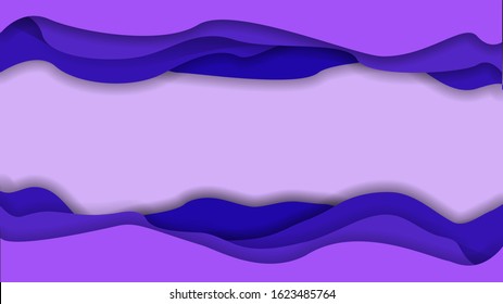 Abstract violet blue background on paper cut style. Vector illustration