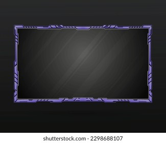 Abstract violet color live stream overlay webcam screen panel border frame for video broadcast