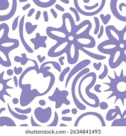 abstract violet floral pattern on white background