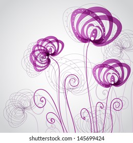 Abstract violet  flowers. Corner floral background for scrapbooking, paper, textile, web ,print.