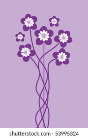 abstract violet flowers with space for text