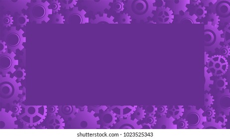 Abstract violet gears frame background, vector illustration