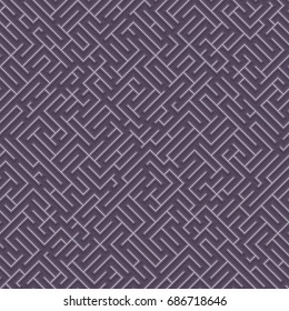 Abstract violet geometrical seamless pattern. Maze. Labyrinth.