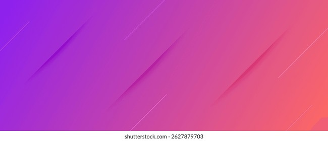 Abstract violet gradient background with lines and shadows. Header banner. Bright abstract presentation backdrop. Vector illustration