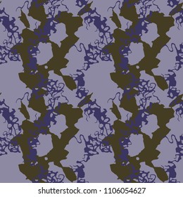 Abstract violet, green and purple background as UFO camouflage. Seamless repeat pattern usable as urban camo, wallpaper, backdrop or for print for textile or wrapping paper