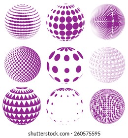 Abstract violet halftone design illustration. Set background  