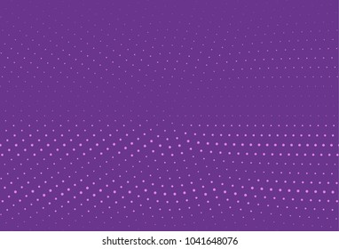 Abstract violet halftone pattern. Futuristic panel. Grunge dotted backdrop with circles, dots, point. Design element for web banners, posters, cards, wallpapers, sites. Vector illustration