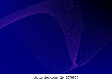 Abstract Violet Light Wave Design on a Deep Blue Background